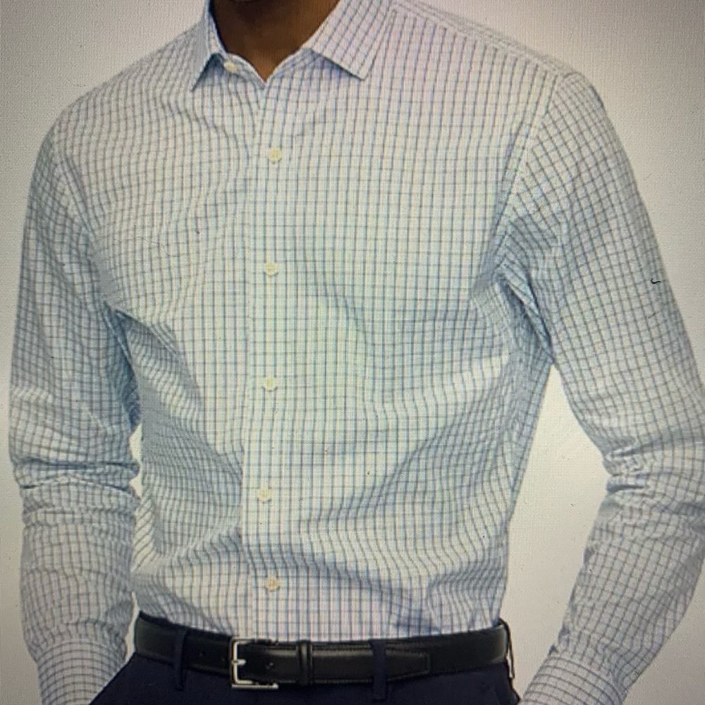 Men's Blue Checkered Dress Shirt